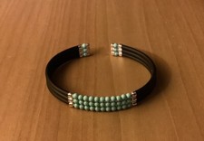 BRACCIALE BRACCIALETTO  TURCHESE PALLINE ARGENTO NUOVO ARTIGIANATO SARDO CAUCIU