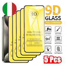 5 Pezzi Vetro Temperato per iPhone X XR 11 12 13 14 15 16 Pro Max Pellicola