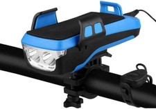 Luce Led per Bicicletta 4 in 1 Ricaricabile con Supporto per Cellulare e clacson