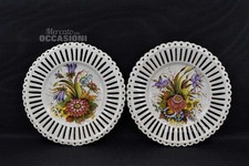 Coppia Piatti Ceramica Di Bassano Floreali 24 Cm