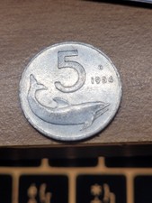 Moneta 5 lire "delfino" italiana Romagnoli Anno 1954 molto rara