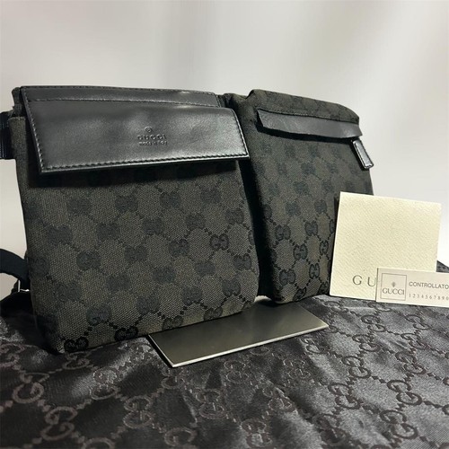 Gucci canvas black body bag - gg,