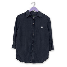 Camicia Fred Perry blu scuro 100% lino tinta unita - Taglia L/XL donna