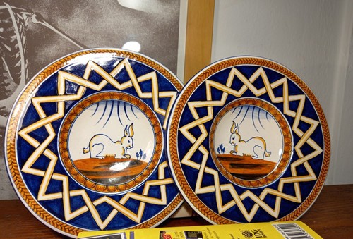 Pair ceramic wall plates - pair,