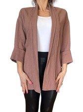 Giacca blazer kimono Aritzia Wilfred Lenglen aperto davanti cotone garza marrone piccolo