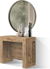 , Tavolo Consolle Allungabile Con Porta Prolunghe Elvire, Rovere Rustico, Fino a