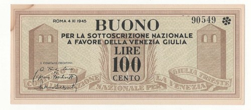 100 lire buono - lire, sottoscrizione
