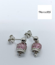 Orecchini argento donna 925 campanella di capri zirconi rossi rubino