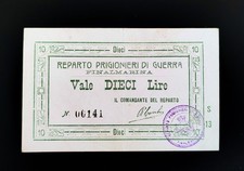 RARISSIMO BIGLIETTO DA 10 LIRE PRIGIONIERI DI GUERRA - FINALMARINA 1915-1918 