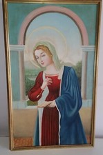 Grande OLIO SU TELA Madonna