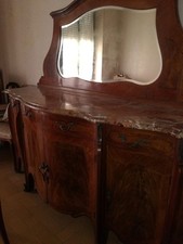 Set mobili da salotto inizio '900 in radica di noce e marmo