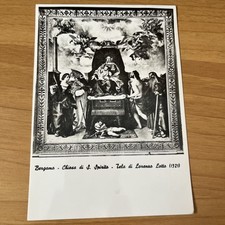 CARTOLINA BIANCO E NERO VINTAGE BERGAMO CHIESA DI S. SPIRITO TELA LORENZO LOTTO
