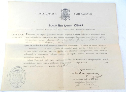 Reliquiario latino certificato