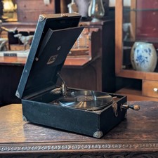 Grammofono Portatile Vintage HMV "His Master's Voice" Carica - Funzionante 78rpm Re