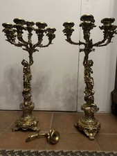 Coppia Candelabri In Bronzo