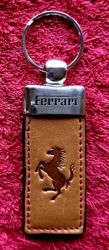 Ferrari keyring tan leather - tan,