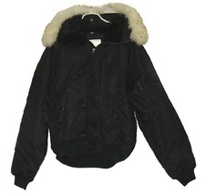 Flying Man's Heavy Jacket N-2B nero con cappuccio e pelliccia osservare le misure!