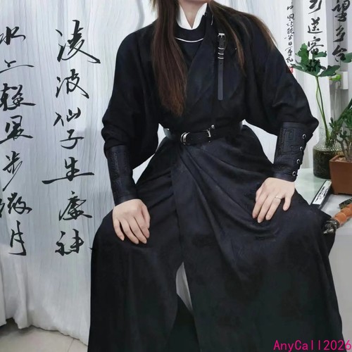 Chinese black men women hanfu - black,