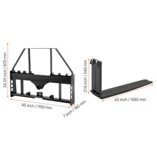 Uimoso Fissaggio Rapido 1814Kg Forca per Pallet Caricamento Frontale 1065Mm