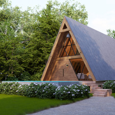 Cabina con telaio ad A e piscina | File PDF e AutoCAD per piani BluePrint