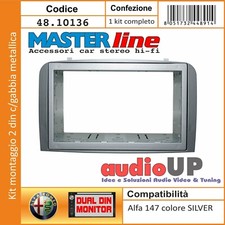 MASCHERINA AUTORADIO 2 DIN ALFA 147 DAL 2004 AL 2010. KIT DUE DIN CON GABBIA