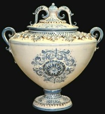 Potiche vaso blu con manici in