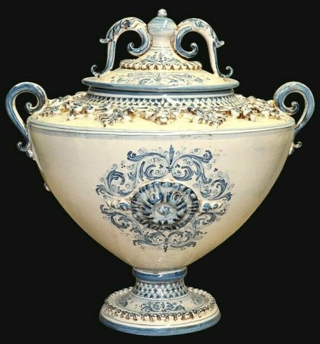 Potiche vaso blu con manici - , in