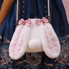 Borsa a tracolla Lolita Kawaii pelosa carina coniglio coniglietto orecchio perla tracolla borsa a manoA