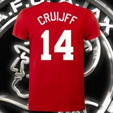 T-SHIRT AJAX FAN JOHAN CRUIJFF 14 CASUAL RETRÒ FOOTBALL ULTRAS AMSTERDAM