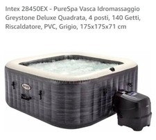 Intex PureSpa 28450EX Vasca Idromassaggio Gonfiabile 4 Persone-Grigio+accessori