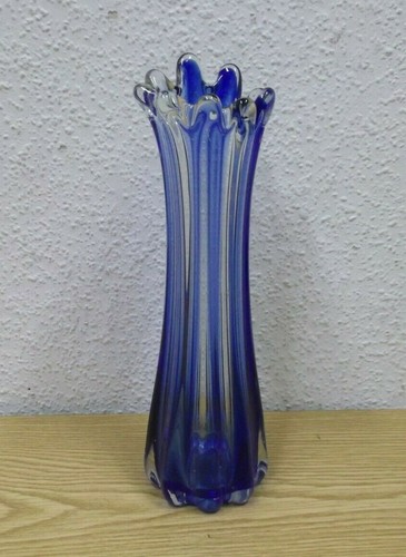 Vaso designer blu murano - vaso,