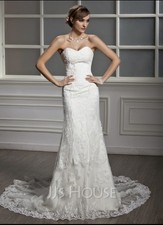 Abito da sposa tromba/sirena cappella a cuore treno tulle pizzo con perline