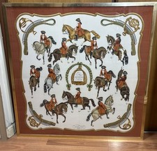 HERMÈS Silk foulard sciarpa di seta "Reprise" Philippe Ledoux 1970 incorniciata