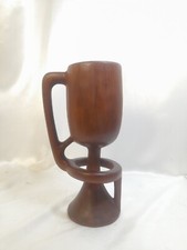 Grande vaso a coppa midcentury scolpito in un unico pezzo di legno (monossilico)