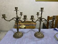 ANTICA COPPIA DI CANDELABRI IN BRONZO ALTEZZA MAX 39 CM
