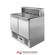 Banco pizza -saladette professionale 2 sportelli e vano porta condimenti Nuovo
