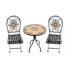 SET ISCHIA CON TAVOLO PIANO TONDO DA 60 CM E DUE POLTRONE PIEGHEVOLI