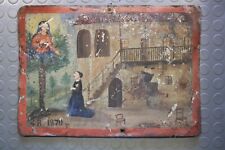 EX VOTO Dipinto Olio su Latta Metallo Lamiera Ferro Epoca 1870