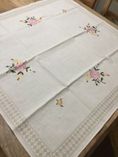 Tovaglia da te tessuto misto lino Colore Corda Fiandra E ricamo fatto a mano