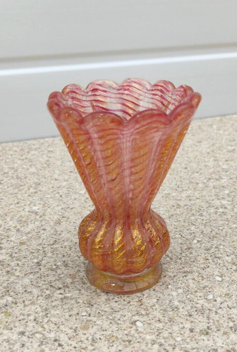 Vaso vetro rosa foglia - in,