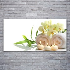 Arte da Parete 120x60 stampa Vetro Tempereto Asciugamani a candela con fiori