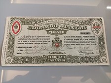 Antico Certificato Di Garanzia Biciclette Edoardo Bianchi Milano Velocipedi 