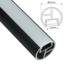 Profilo in alluminio |barra | binario TONDO nero come appendiabiti per strisce LED