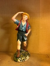 GRANDE STATUINA PRESEPE VINTAGE IN GESSO PASTORELLO 24 CM