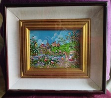 quadro olio su tavoletta naif firmato