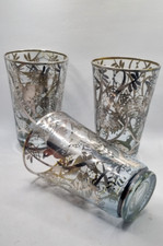 ART DECO  GLASS  SILVER   VINTAGE  BICCHIERI  VETRO ART DECO