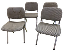 Gruppo di 4 sedie da pranzo anni 60 70 acciaio cromato imbottite vintage