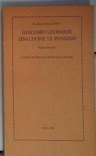 Giacomo leopardi zibaldone - zibaldone, di