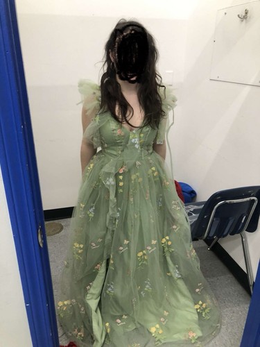 Abito ballo verde tulle - abito,