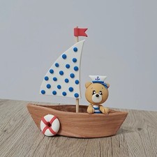 Topper Torta o Bomboniera Tema Orsetto Marinaio Con Barchetta Realizzato A Mano